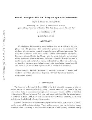 Second Order Perturbation Theory for Spin-Orbit Resonances