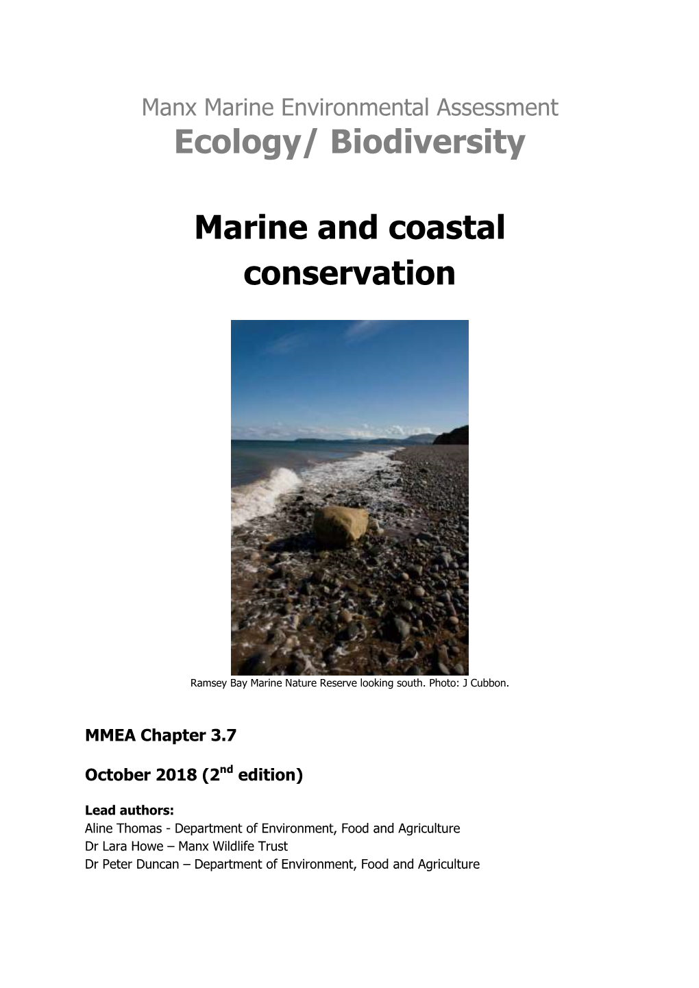 Ecology/ Biodiversity Marine and Coastal Conservation