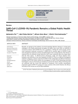 COVID-19) Pandemic Remains a Global Public Health Threat
