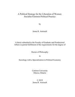 A Political Strategy for the Liberation of Women: Socialist Feminist Political Practice