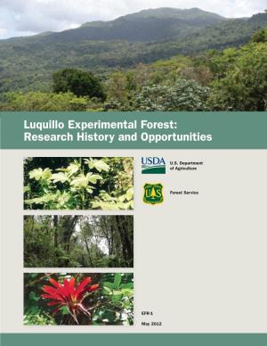 Luquillo Experimental Forest: Research History and Opportunities