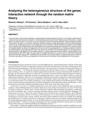 Analyzing the Heterogeneous Structure of the Genes Interaction Network Through the Random Matrix Theory