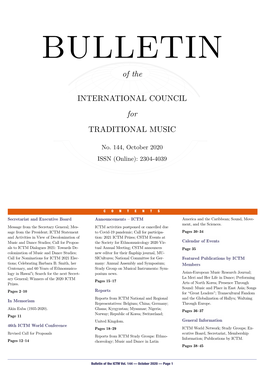 Bulletin of the ICTM Vol. 144 (October 2020)
