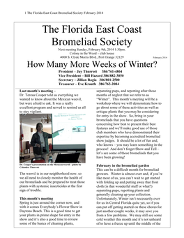 The Florida East Coast Bromeliad Society February 2014