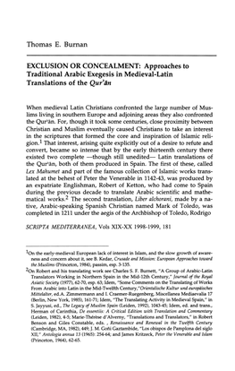 Approaches to Traditional Arabic Exegesis in Medieval-Latin Translations of the Qur'an