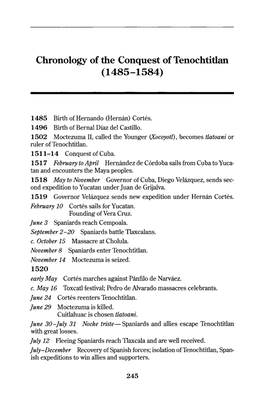 Chronology of the Conquest of Tenochtitlan (1485-1584)