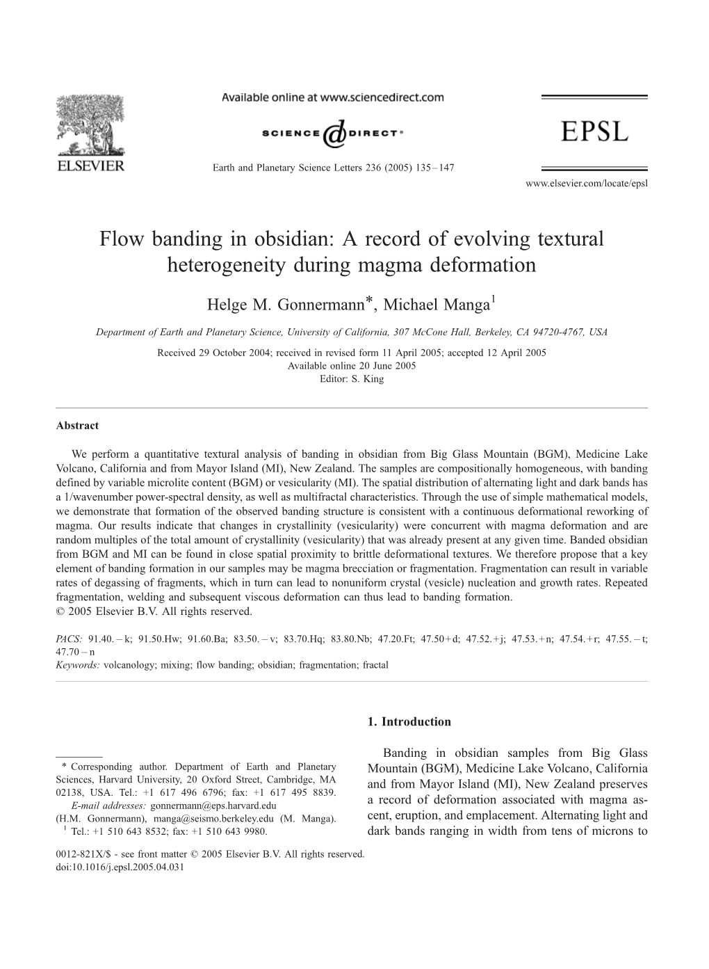 Flow Banding in Obsidian: a Record of Evolving Textural Heterogeneity During Magma Deformation