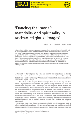 Dancing the Image: Materiality and Spirituality in Andean Religious Images