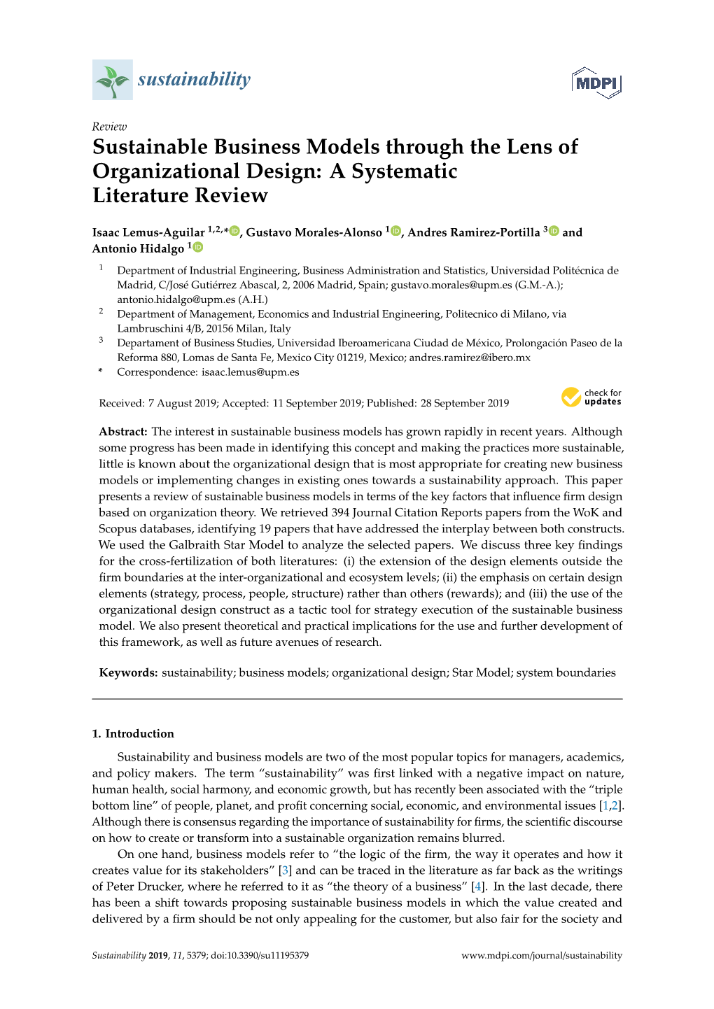 sustainable business models a literature review