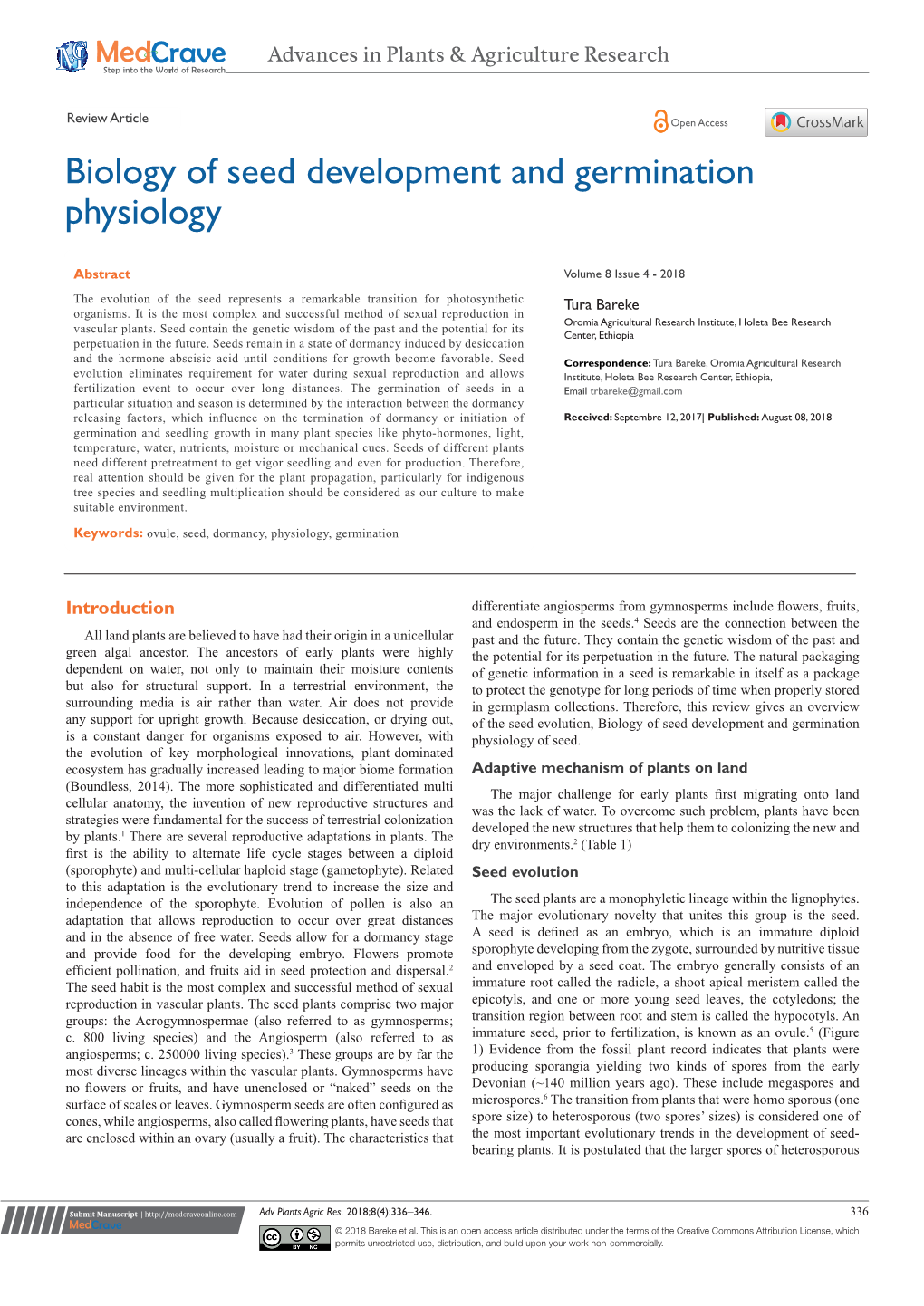 Biology of Seed Development and Germination Physiology