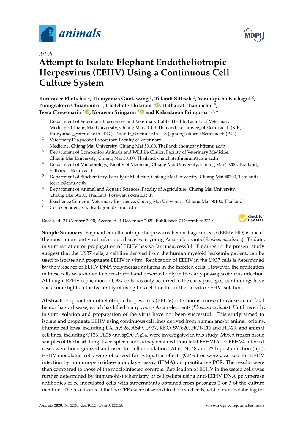 EEHV) Using a Continuous Cell Culture System