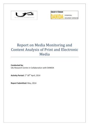Report on Media Monitoring and Content Analysis of Print and Electronic Media