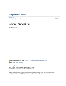 Women's Name Rights Patricia J