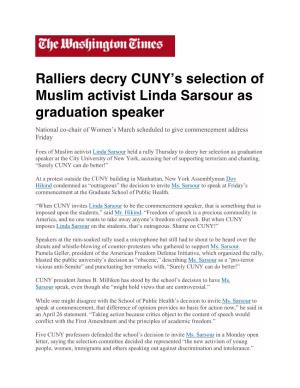Ralliers Decry CUNY's Selection of Muslim Activist Linda Sarsour As