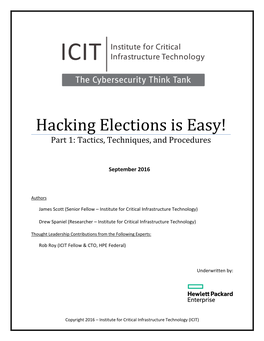 Hacking Elections Is Easy! Part 1: Tactics, Techniques, and Procedures
