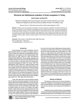 Structural and Distributional Evaluation of Forest Ecosystems in Turkey