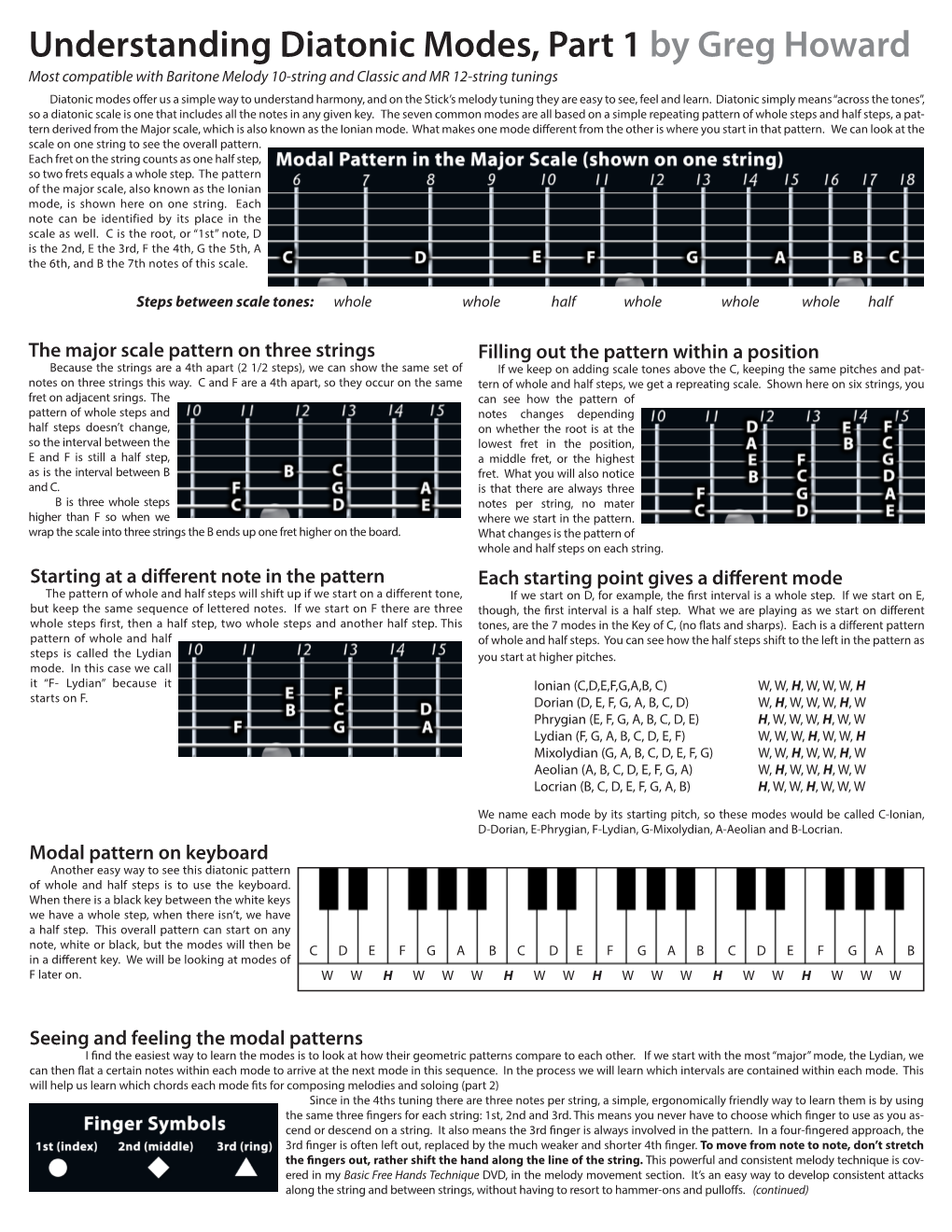 Understanding Diatonic Modes, Part 1 by Greg Howard