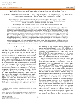 Nucleotide Sequence and Transcription Map of Porcine Adenovirus Type 3