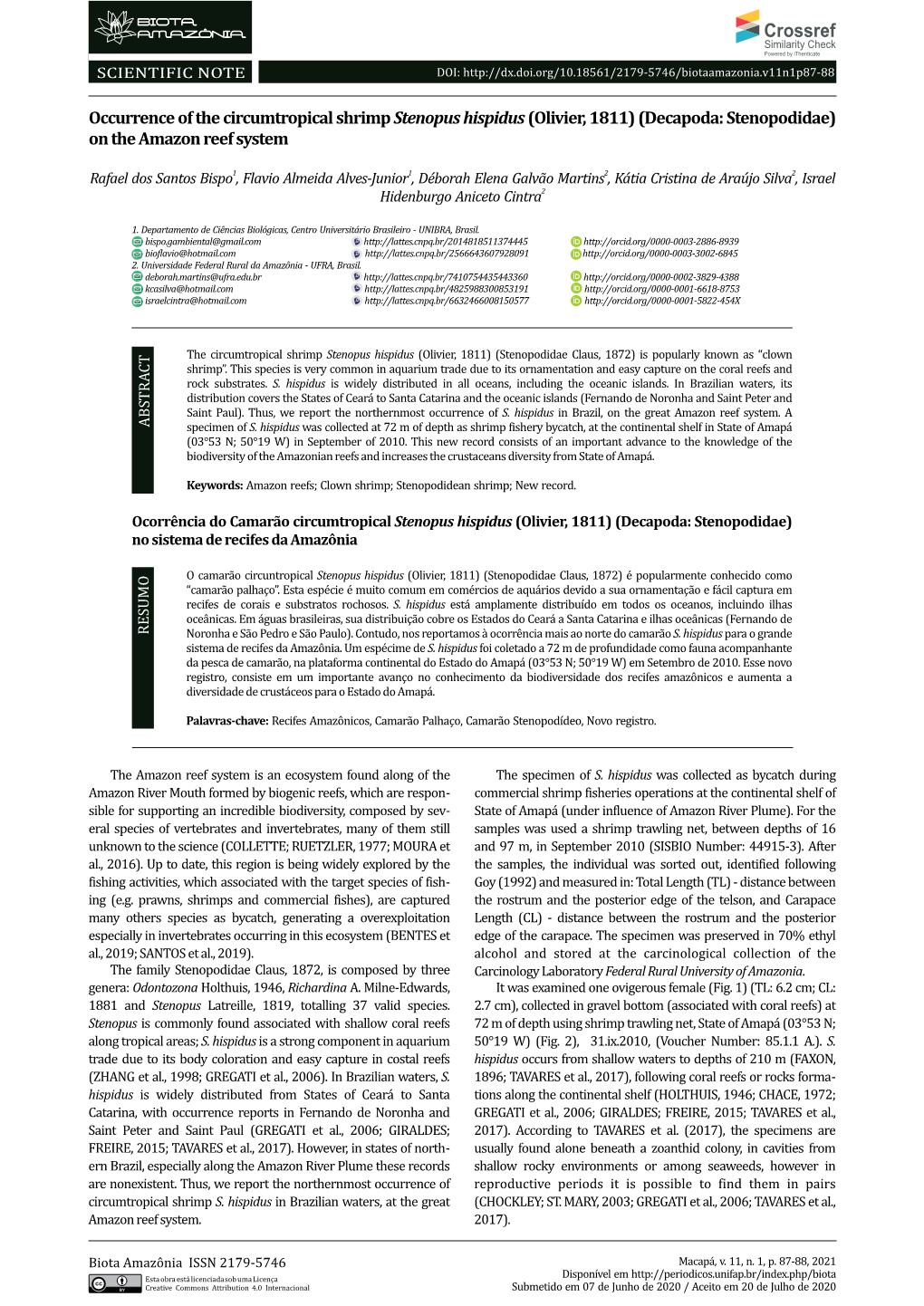 Crossref Similarity Check Powered by Ithenticate SCIENTIFIC NOTE DOI