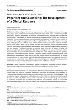 Paganism and Counseling: the Development of a Clinical Resource