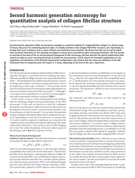 Second Harmonic Generation Microscopy for Quantitative Analysis