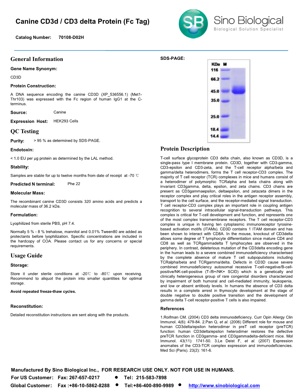 Canine Cd3d / CD3 Delta Protein (Fc Tag)