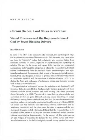 Lord Shiva in Varanasi Visual Processes and the Representation