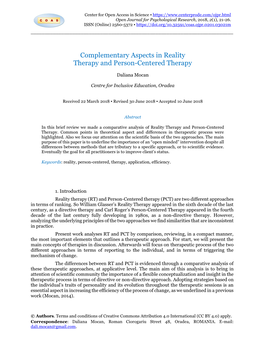 Complementary Aspects in Reality Therapy and Person-Centered Therapy