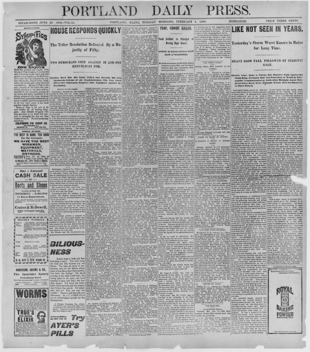 Portland Daily Press: February 1, 1898