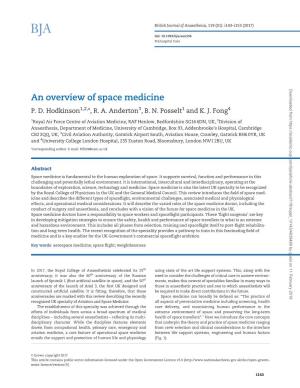 An Overview of Space Medicine P
