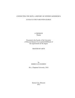 Connecting the Dots: a History of Stephen Sondheim’S