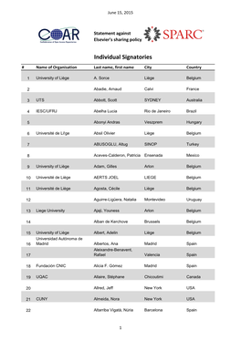 Elsevier Statement Signatories