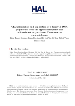 Characterization and Application of a Family B DNA Polymerase from The