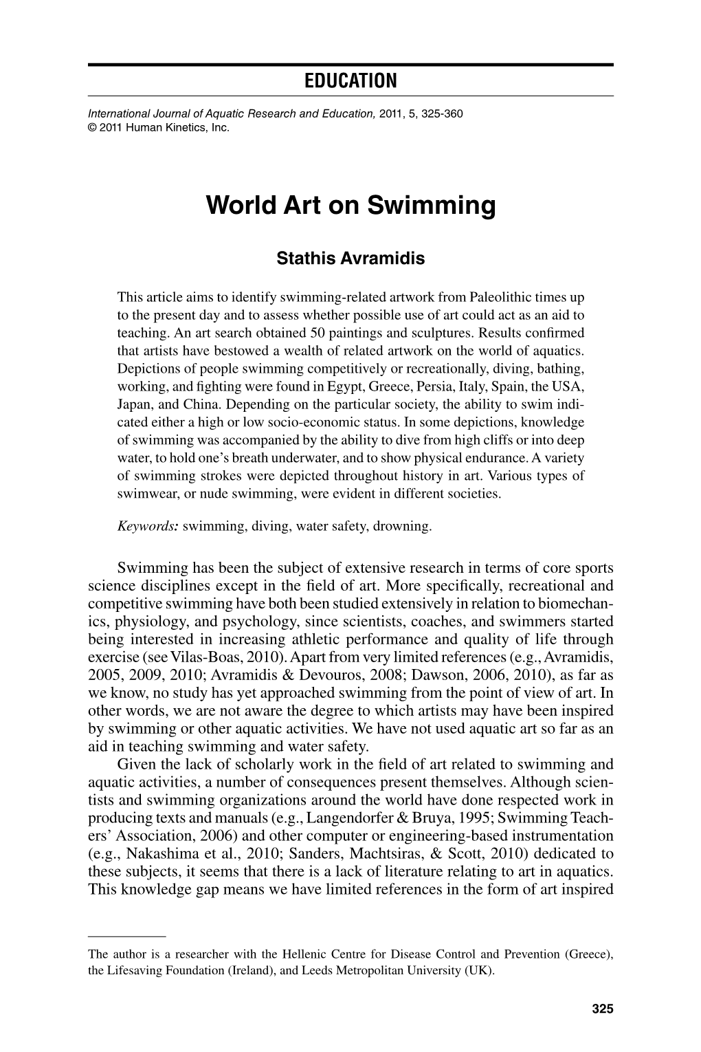 World Art on Swimming