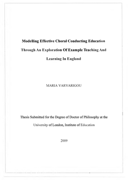 Modelling Effective Choral Conducting Education