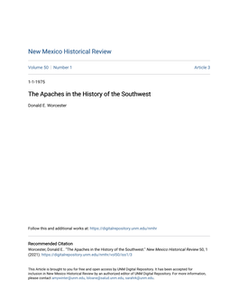 The Apaches in the History of the Southwest