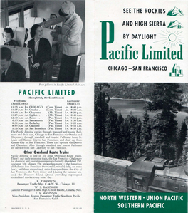 Pacific Limited Chair Cars PACIFIC LIMITED (Completely Ai R Condit Ioned) Westbound E(1Stbound (Read Down) (Read Up) 11:35 A.M