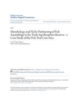Morphology and Niche Partitioning of Fish Assemblage in the Tonle Sap