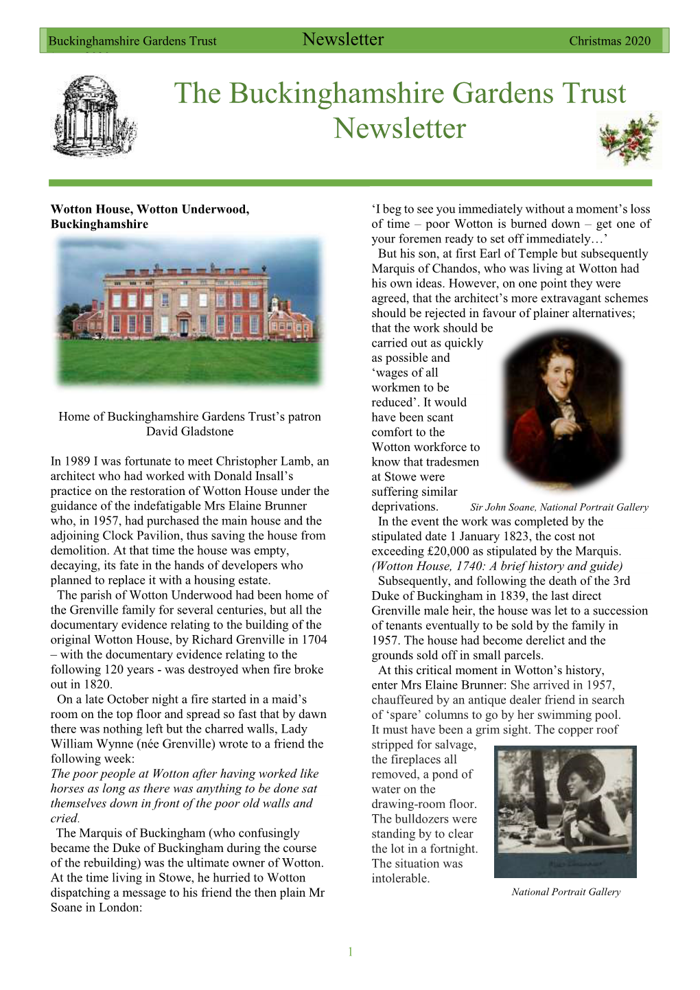 The Buckinghamshire Gardens Trust Newsletter