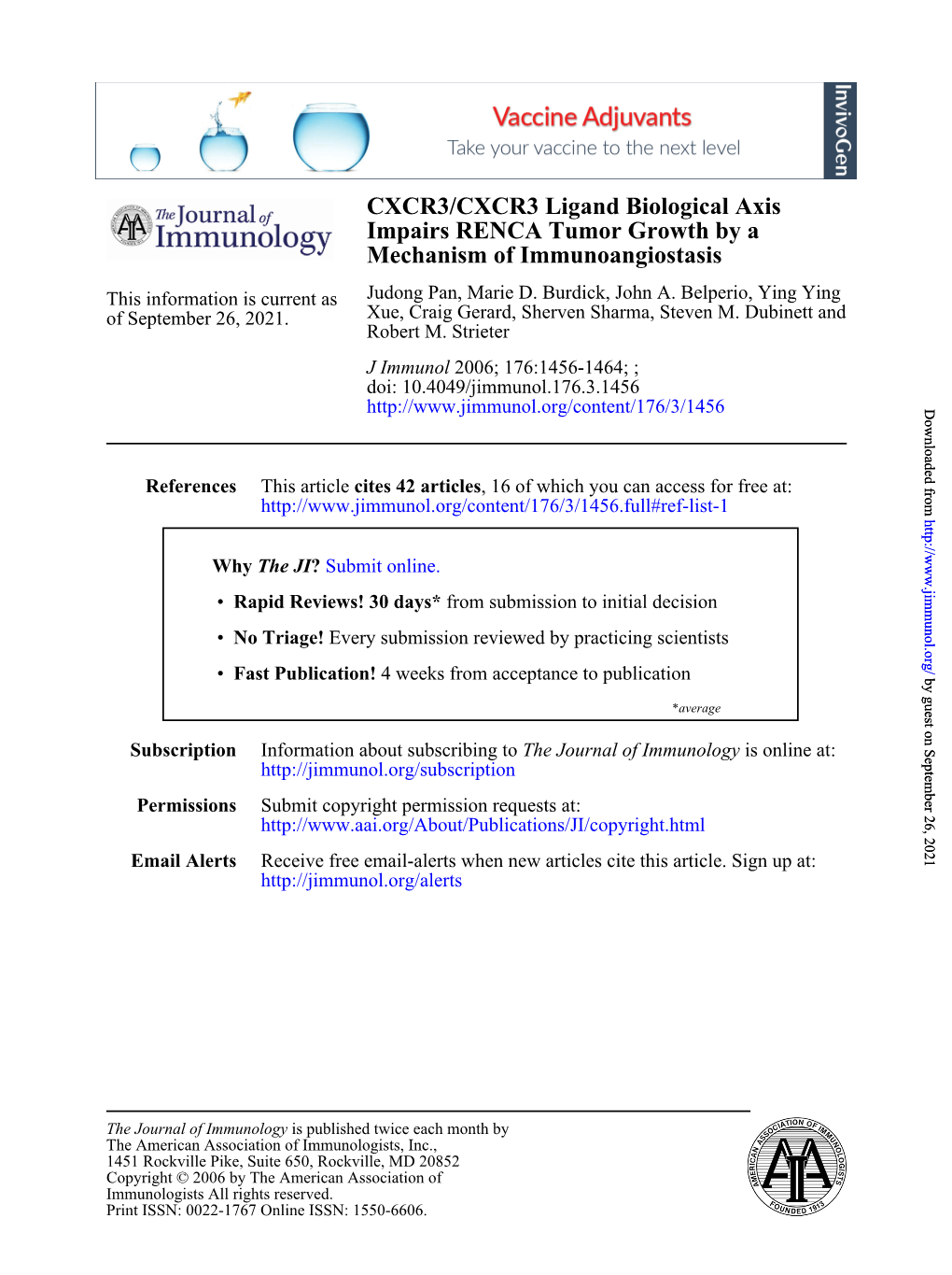 Mechanism of Immunoangiostasis Impairs RENCA Tumor Growth by A