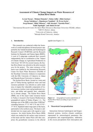 Assessment of Climate Change Impacts on Water Resources of Seyhan River Basin