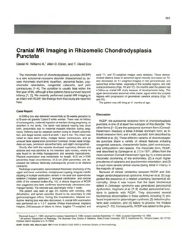 Cranial MR Imaging in Rhizomelic Chondrodysplasia Punctata