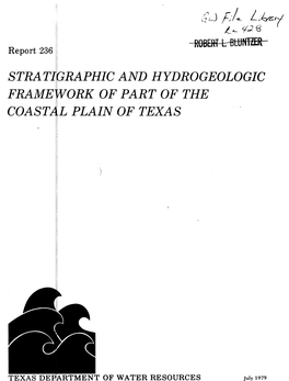 Stratigraphic and Hydrogeologic Framework of Part of the Coastal Plain of Texas