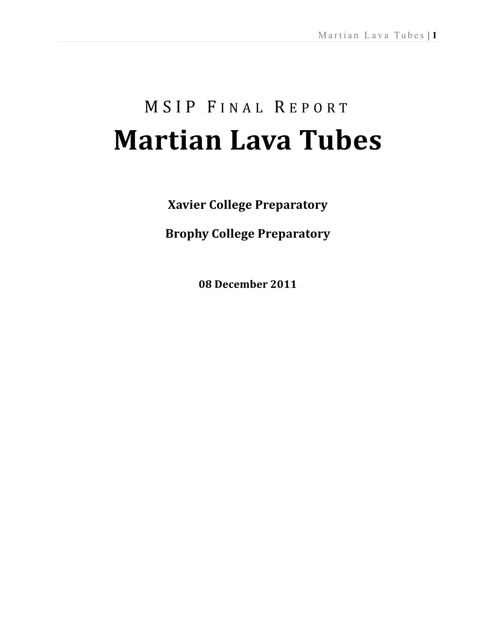 Martian Lava Tubes | 1