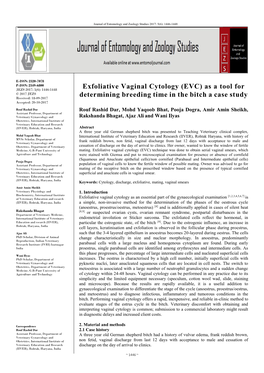 Exfoliative Vaginal Cytology (EVC) As a Tool for Determining Breeding Time