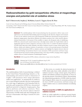 Radiosensitization by Gold Nanoparticles: Effective at Megavoltage Energies and Potential Role of Oxidative Stress
