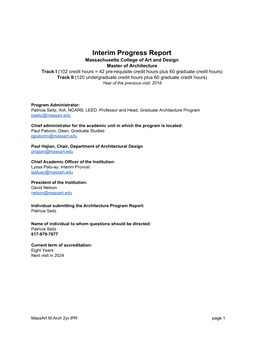 2019 Interim Progress Report