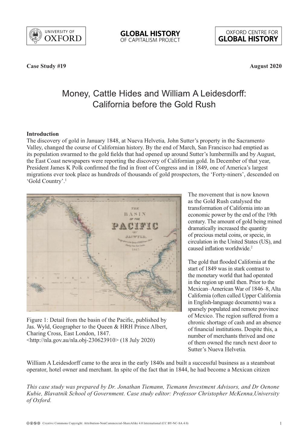 Money, Cattle Hides and William a Leidesdorff: California Before the Gold Rush