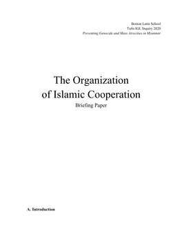The Organization of Islamic Cooperation Briefing Paper