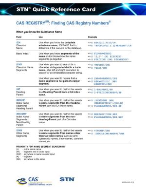 CAS REGISTRY: Finding CAS Registry Numbers